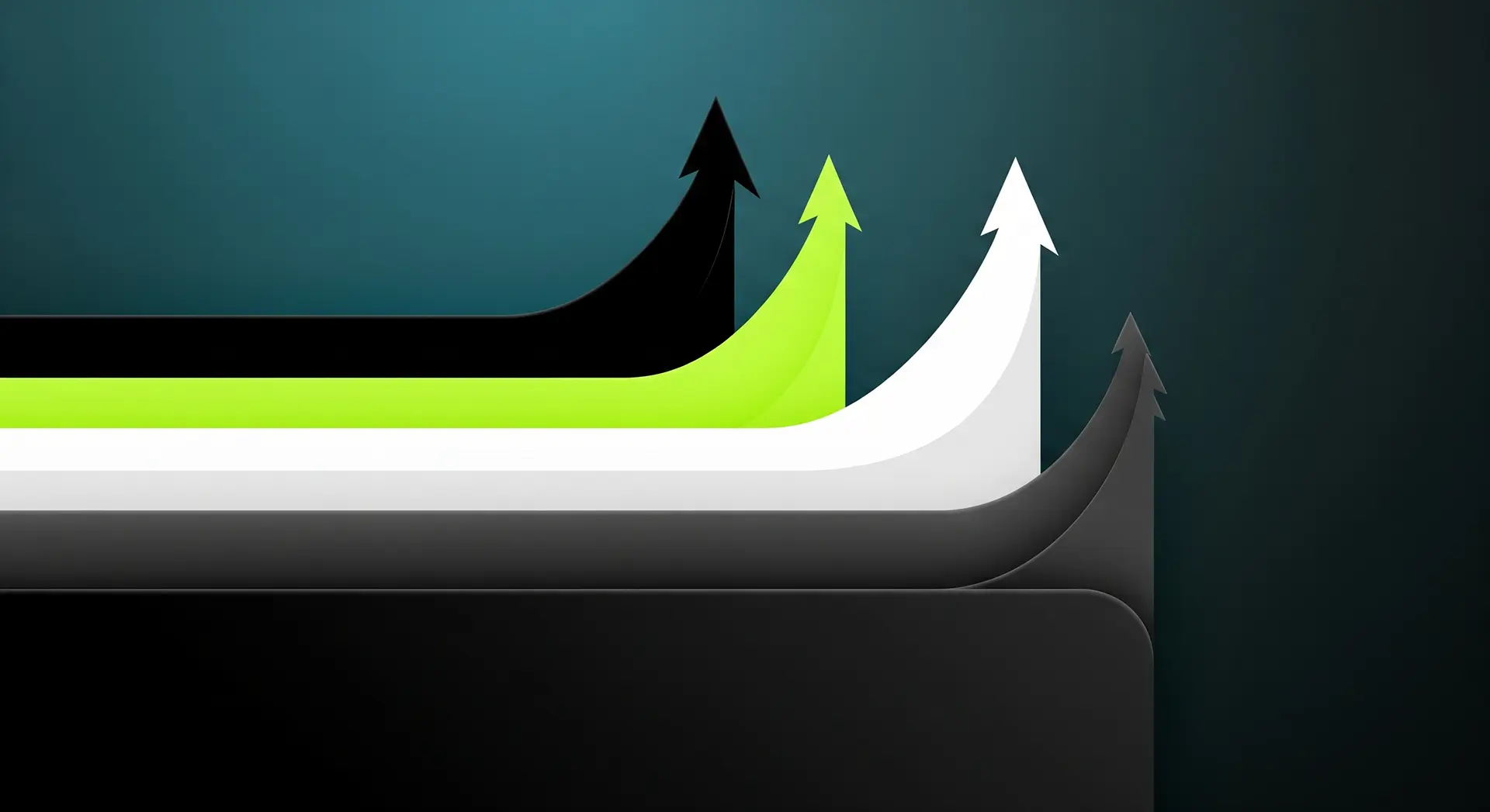 Upward-trending arrows illustrating a scalable website built to grow with the client's business.